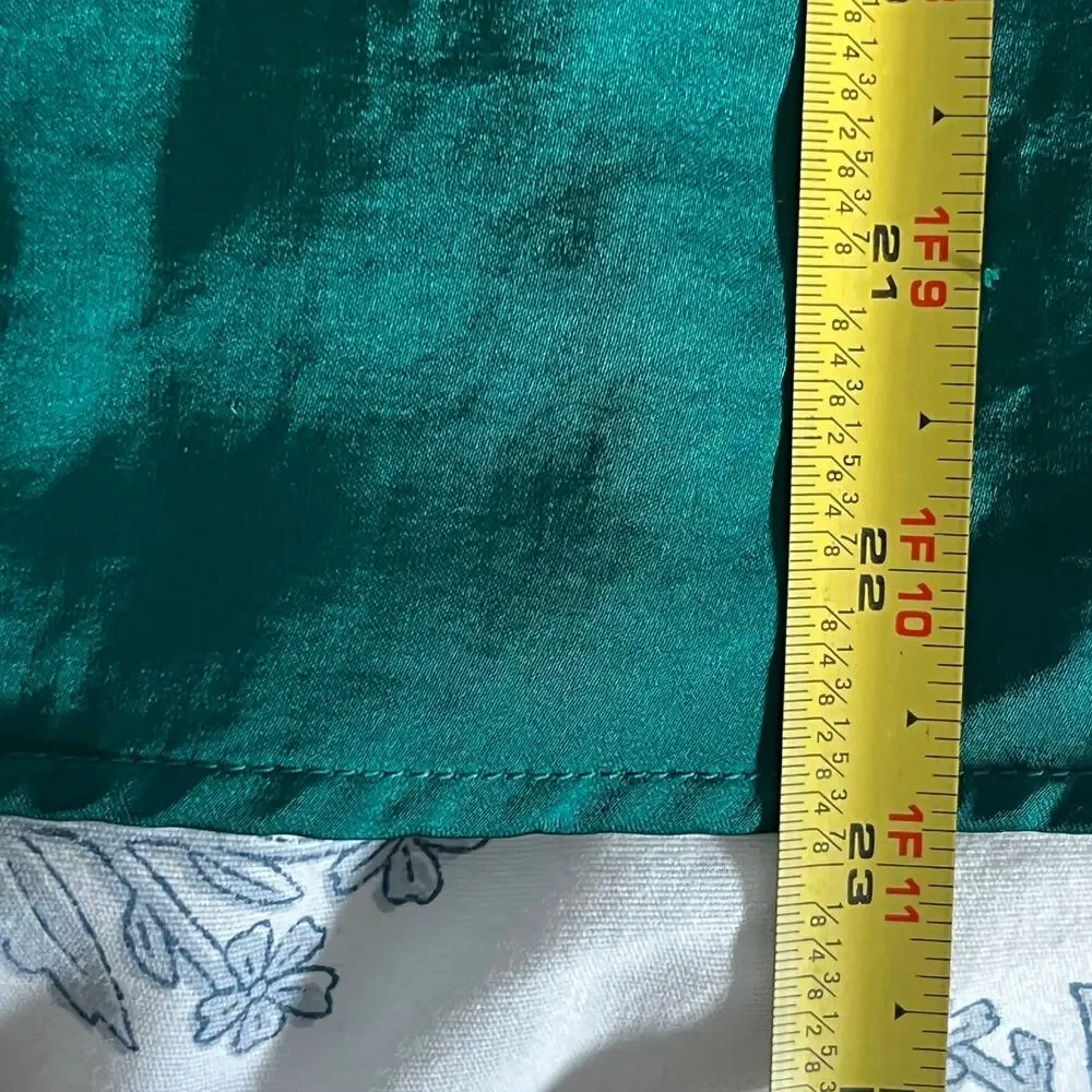 Loft Green Puff Sleeve Tie Neck Cotton Modal Blouse Womens Medium